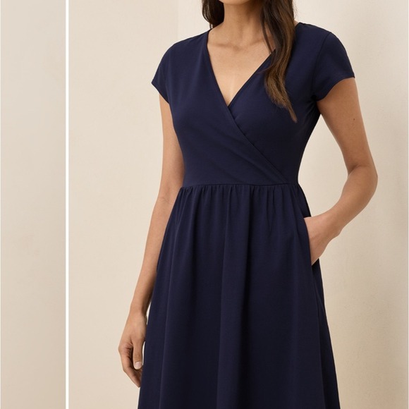 Pact Womens Fit & Flare Crossover Dress Sz L Organic Cotton  Sustainable Capsule - Picture 10 of 12